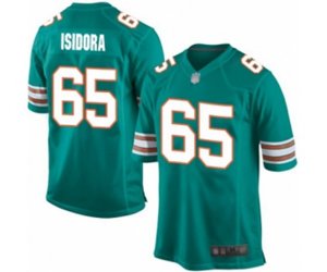 Miami Dolphins #65 Danny Isidora Game Aqua Green Alternate Football Jersey