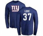 New York Giants #37 Julian Love Royal Blue Name & Number Logo Long Sleeve T-Shirt