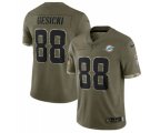 Miami Dolphins #88 Mike Gesicki 2022 Olive Salute To Service Limited Stitched Jersey