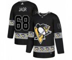 Adidas Pittsburgh Penguins #68 Jaromir Jagr Authentic Black Team Logo Fashion NHL Jersey