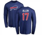 Buffalo Bills #17 Josh Allen Royal Blue Name & Number Logo Long Sleeve T-Shirt