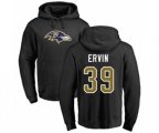 Baltimore Ravens #39 Tyler Ervin Black Name & Number Logo Pullover Hoodie