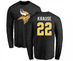 Minnesota Vikings #22 Paul Krause Black Name & Number Logo Long Sleeve T-Shirt