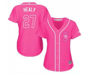 Women\'s Seattle Mariners #27 Ryon Healy Authentic Pink Fashion Cool Base Baseball Jersey