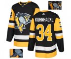 Adidas Pittsburgh Penguins #34 Tom Kuhnhackl Authentic Black Fashion Gold NHL Jersey