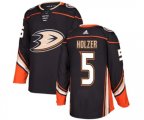 Anaheim Ducks #5 Korbinian Holzer Authentic Black Home Hockey Jersey