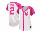 Women's New York Yankees #2 Derek Jeter Replica White Pink Splash Fashion Baseball Jersey