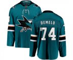 San Jose Sharks #74 Dylan DeMelo Fanatics Branded Teal Green Home Breakaway NHL Jersey