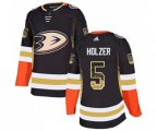 Anaheim Ducks #5 Korbinian Holzer Authentic Black Drift Fashion Hockey Jersey