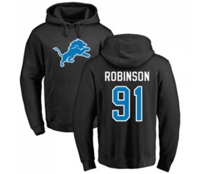Detroit Lions #91 A\'Shawn Robinson Black Name & Number Logo Pullover Hoodie