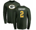 Green Bay Packers #2 Mason Crosby Green Name & Number Logo Long Sleeve T-Shirt