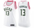 Women's Milwaukee Bucks #13 Glenn Robinson Swingman White Pink Fashion Basketball Jersey