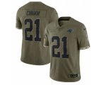 Carolina Panthers #21 Jeremy Chinn 2022 Olive Salute To Service Limited Stitched Jersey
