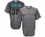 Arizona Diamondbacks #38 Curt Schilling Replica Gray Turquoise Cool Base Baseball Jersey