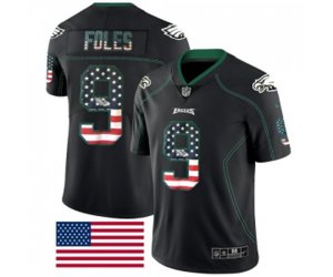 Philadelphia Eagles #9 Nick Foles Limited Black Rush USA Flag Football Jersey