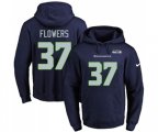 Seattle Seahawks #37 Tre Flowers Navy Blue Name & Number Pullover Hoodie