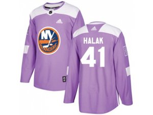 New York Islanders #41 Jaroslav Halak Purple Authentic Fights Cancer Stitched NHL Jersey