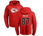 Kansas City Chiefs #87 Travis Kelce Red Name & Number Logo Pullover Hoodie