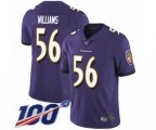 Baltimore Ravens #56 Tim Williams Purple Team Color Vapor Untouchable Limited Player 100th Season Football Jersey