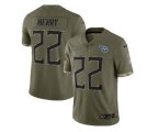 Tennessee Titans #22 Derrick Henry 2022 Olive Salute To Service Limited Stitched Jersey