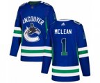 Vancouver Canucks #1 Kirk Mclean Authentic Blue Drift Fashion NHL Jersey