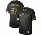 Toronto Blue Jays #37 Teoscar Hernandez Authentic Black Gold Fashion Baseball Jersey