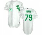 Chicago White Sox #79 Jose Abreu Authentic White Green Strip St. Patrick's Day Baseball Jersey