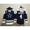 Dallas Cowboys #4 Dak Prescott Navy Blue Ageless Must Have Lace Up Pullover Hoodie