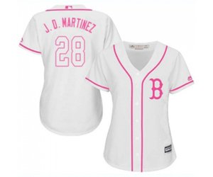 Women\'s Boston Red Sox #28 J. D. Martinez Replica White Fashion Baseball Jersey