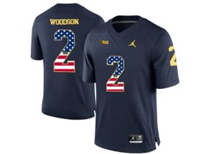 2016 US Flag Fashion-2016 Men\'s Jordan Brand Michigan Wolverines Charles Woodson #2 College Football Limited Jersey - Navy Blue