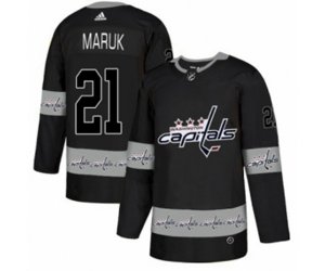 Washington Capitals #21 Dennis Maruk Authentic Black Team Logo Fashion NHL Jersey