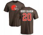 Cleveland Browns #20 Briean Boddy-Calhoun Brown Name & Number Logo T-Shirt