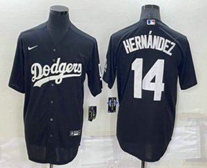 Los Angeles Dodgers #14 Enrique Hernandez Black Turn Back The Clock Stitched Cool Base Jersey