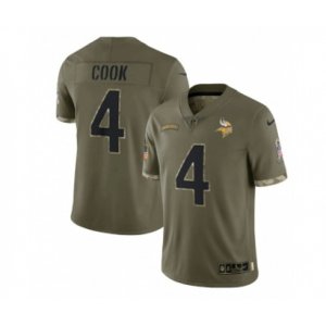 Minnesota Vikings #4 Dalvin Cook 2022 Olive Salute To Service Limited Stitched Jersey
