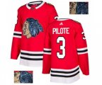 Chicago Blackhawks #3 Pierre Pilote Authentic Red Fashion Gold NHL Jersey