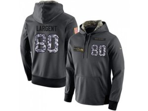 Seattle Seahawks #80 Steve Largent Stitched Black Anthracite Salute to Service Player Performance Hoodie