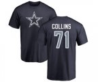 Dallas Cowboys #71 La'el Collins Navy Blue Name & Number Logo T-Shirt