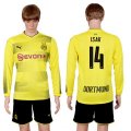 2017-18 Dortmund 14 ISAK Home Long Sleeve Soccer Jersey