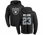 Oakland Raiders #23 Nick Nelson Black Name & Number Logo Pullover Hoodie