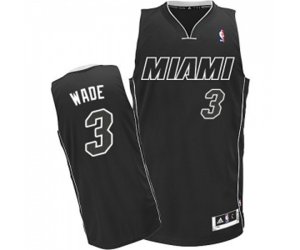 Miami Heat #3 Dwyane Wade Authentic Black White Basketball Jersey