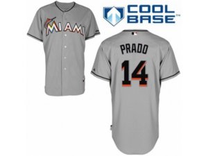 Miami Marlins #14 Martin Prado Authentic Grey Road Cool Base MLB Jersey