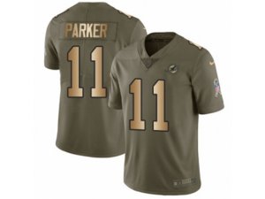 Miami Dolphins #11 DeVante Parker Limited Oliv Gold 2017 Salute to Service NFL Jersey