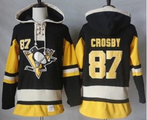 Pittsburgh Penguins #87 Sidney Crosby Black Alternate Sawyer Hooded Sweatshirt Stitched NHL Jersey