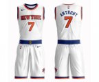 New York Knicks #7 Carmelo Anthony Swingman White Basketball Suit Jersey - Association Edition