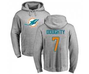 Miami Dolphins #7 Jason Sanders Ash Name & Number Logo Pullover Hoodie