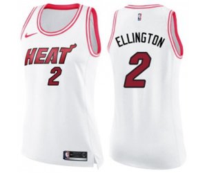 Women\'s Miami Heat #2 Wayne Ellington Swingman White Pink Fashion Basketball Jersey