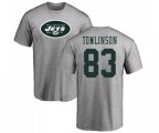 New York Jets #83 Eric Tomlinson Ash Name & Number Logo T-Shirt