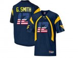 2016 US Flag Fashion West Virginia Mountaineers Geno Smith #12 College Football Mesh Jersey - Navy Blue