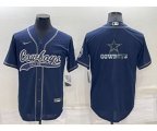 Dallas Cowboys Navy Blue Team Big Logo With Patch Cool Base Stitched Baseball Jersey