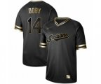 Cleveland Indians #14 Larry Doby Authentic Black Gold Fashion Baseball Jersey